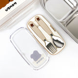 Ubmom Choco Bear Stainless Steel Spoon & Fork Set With Case