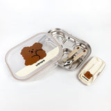 Ubmom Choco Bear Stainless Steel Divided Plate With Lid