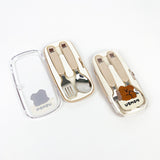 Ubmom Choco Bear Stainless Steel Spoon & Fork Set With Case